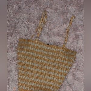 Forever 21, small ribbed Yellow and white crop top